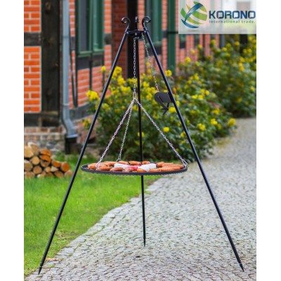 Grill na trójnogu 180cm z kołowrotkiem - stal czarna fi 50cm