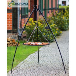 Grill na trójnogu 200cm z kołowrotkiem - stal czarna fi 50cm