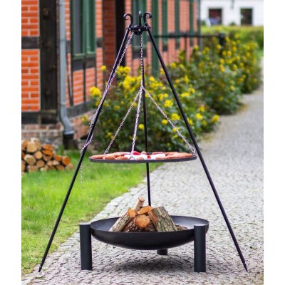 Grill na trójnogu"nr 103"stal czarna fi 70cm + palenisko"nr 317"fi 80cm