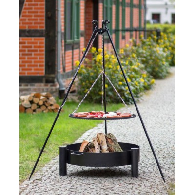 Grill na trójnogu"nr 102"stal czarna fi 60cm + palenisko"nr 321"fi 70cm