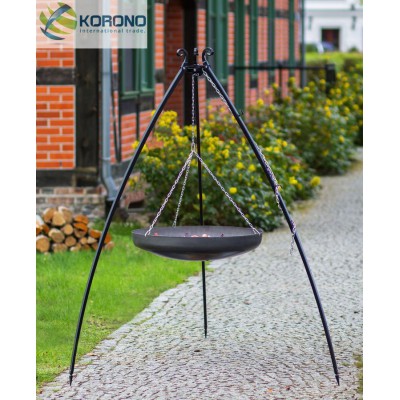 Grill ogrodowy na trójnogu - stal czarna fi 50cm